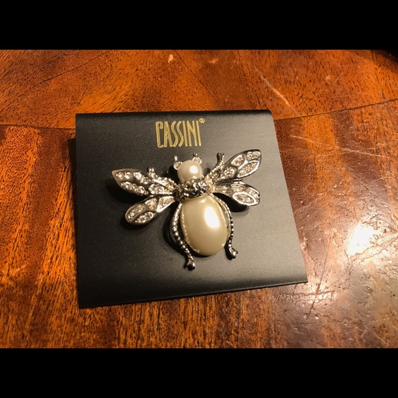 Vintage passini pin silver and pearl Bee new nice - Picture 2 of 5